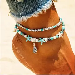 GENERICO - Pulsera De 2 Capas para tobillo - Joyería Tobillera De Verano
