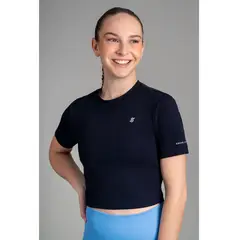 ULTIMATE - Crop Top Deportivo Mujer Manga Corta - Black