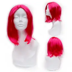 GENERICO - Peluca sintético lacio Semi Larga Fucsia
