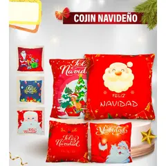 GENERICO - Cojin Navideño Modelo Happy Claus 45x45 - PACK X3