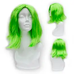GENERICO - Peluca sintético lacio Semi Larga Verde limón