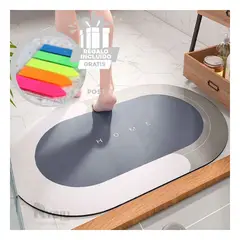 RYBIU IMPORT - Moqueta Funcional Ovalada en Plomo Y+Banderitas Adhesivas