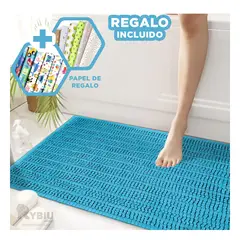 RYBIU IMPORT - Tapete Forma Rectangular en Color Celeste Y+Papel de Regalo