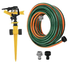 TRUPER - KIT regador aspersor mariposa estaca manguera de riego 10 metros,