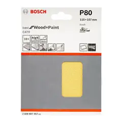 Bosch - Lija para Orbital 1/4 Pliego Grano 80 10 und 2608.607.457-000