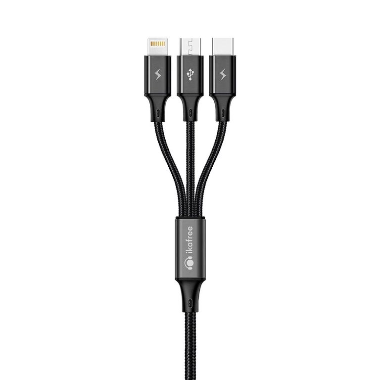 Cable USB 3 en 1 (Lightning, Type-C, Micro-USB) - Ikafree