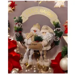 GENERICO - Corona de Navidad Grande colgante para pared y puerta dorado 50 cm