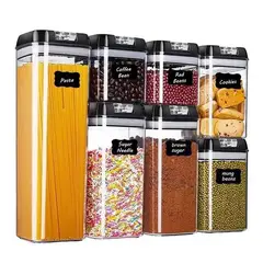 GENERICO - Juego De 7 Frascos Herméticos Con Tapa A Presión Tapa Negra