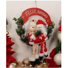 GENERICO - Corona de Navidad Grande colgante para pared y puerta rojo 50 cm