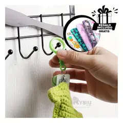 RYBIU IMPORT - Colgador Resistente para Puertas en Negro Y+Papel de Regalo