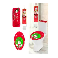 GENERICO - Set 3 Piezas Navideñas Para Baño Inodoro Completo