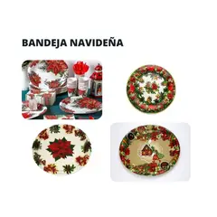 GENERICO - Bandeja navideña de metal Diseños variados - UNIDAD