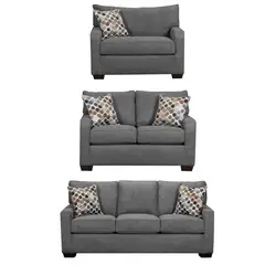 GENERICO - SECCIONAL Mueble 3 2 1 COLOR GRIS oscuro +6 COJINES