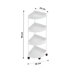 RYBIU IMPORT - Estante Esquinero de 4 Niveles con Ruedas Color Blanco