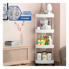 RYBIU IMPORT - Estante para Cocina 4 N con Ruedas Blanco Y+Regalo Stickers