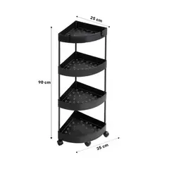 GENERICO - Estante Esquinero de 4 Niveles con Ruedas Color Negro
