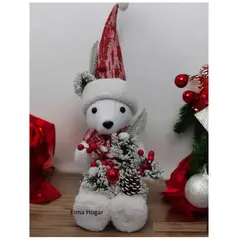 GENERICO - Oso Polar Con Luz Adorno De Navidad Color Blanco 52 Cm