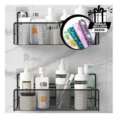 RYBIU IMPORT - Canasta para Baño de Alambre en Negro Y+Envoltorio de Regalo