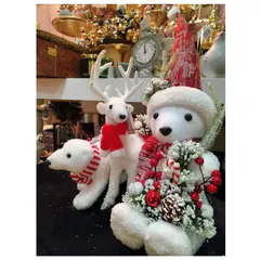 GENERICO - Oso Polar Con Luz Adorno De Navidad Color Blanco 52 Cm