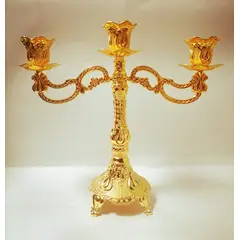 ICHIMATSU - CANDELABRO DE 3 BRAZOS PLAQUE DORADO.