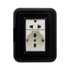 OPALUX - Tomacorriente Idrobox Doble Schuko + Toma Universal BM3KIT-BLACK