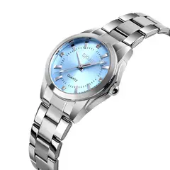 SKMEI - RELOJ 1620 PLATEADO FONDO AZUL CORREA ACERO PARA MUJER_.