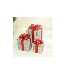 GENERICO - ADORNO SET X3 CAJA DE REGALO CON LUCES LED