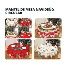 GENERICO - MANTEL DE MESA REDONDO NAVIDAD