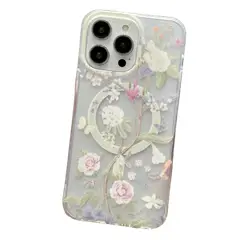GENERICO - Funda para iPhone 12 Pro Max Magsafe Flower Antishock White
