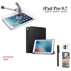 GENERICO - Funda + Mica + Lápiz para iPad Pro 9.7 A1673 A1674 Case Porta Pencil