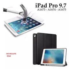 GENERICO - Smart Cover + Mica Vidrio para iPad Pro 9.7 A1673 A1674 Porta pencil