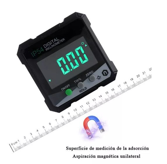 INCLINÓMETRO DIGITAL PANTALLA LED CON BASE MAGNÉTICA