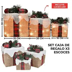 GENERICO - CAJA DE REGALO CON LUCES SET 03PZS