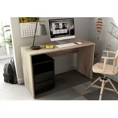 TU MESITA - Escritorio y Cajonera con Ruedas Joyce DunaNegro 130cm