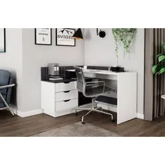 TU MESITA - Escritorio Esquinero Moderno Wilde BlancoNegro