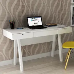 TU MESITA - Escritorio Tocador Vintage 2 cajones + espejo Everton Blanco