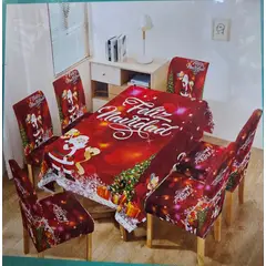 GENERICO - Mantel Navideño + 06 Forros Funda De Silla / NAVIDAD