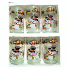 GENERICO - Vaso De Vidrio muñeco de nieve Set x 6