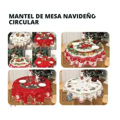 GENERICO - MANTEL DE MESA NAVIDEÑA REDONDO