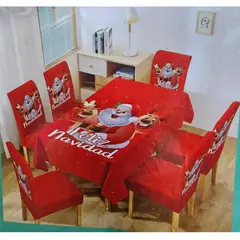 GENERICO - MATEL NAVIDEÑO ROJO + 06 Forros Funda De Silla