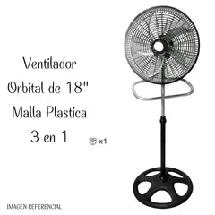 GENERICO - Ventilador Orbital de 5 aspas Malla Plástica - 3 en 1 18"