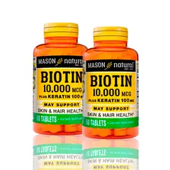MASON - Vitamina Biotin 10000 Mcg Plus Keratin 100Mg 60 Tab PackX2