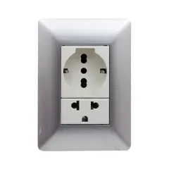OPALUX - Tomacorriente Doble Schuko + Toma Universal BM203SLV-KIT2