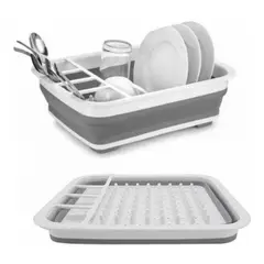 GENERICO - Escurridor Plegable Blanco con Gris DE PLATOS