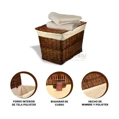 RYBIU IMPORT - Canasta Duradera con Forro y Tapa Marron Y+Gift Stickers