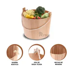 RYBIU IMPORT - Recipiente Idoneo en Color Madera Y+Regalo Ligas para Peinar