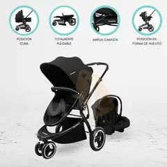 CARESTINO - Coche Moises con Accesorios «FERRO» Black