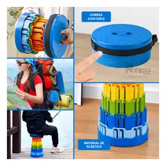 RYBIU IMPORT - Banca Regulable para Sentarse de Fondo Azul Y+Gift Stickers