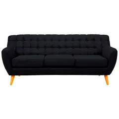 BARAKA HOME - Sofá Vintage Louth 3 cuerpos - Negro