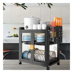 RYBIU IMPORT - Escurridor Resistente de 2 Niveles Negro Y+Regalo Agendita